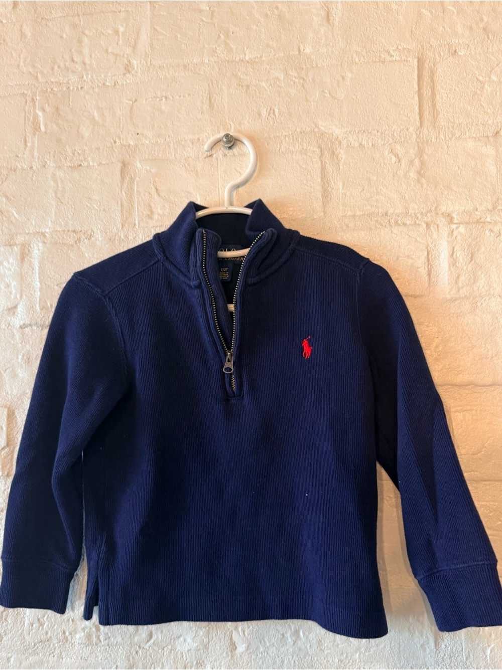 Polo by Ralph Lauren Navy Half-Zip Sweater with Red Pony